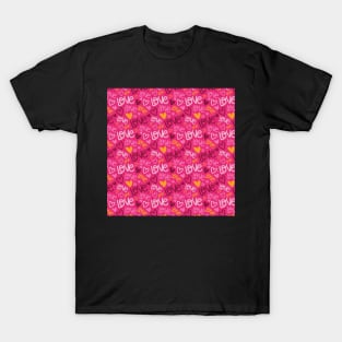 Bright Pink Love Valentine's Day Pattern T-Shirt